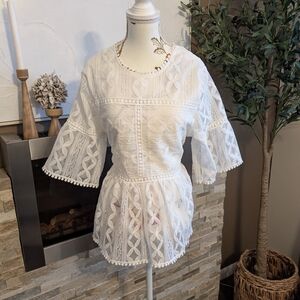 Chicwish Elegant White Lace Blouse